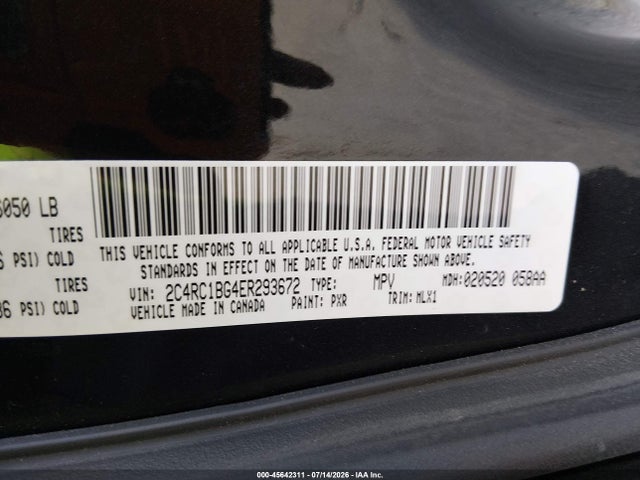 45642311 :رقم المزاد ، 2C4RC1BG4ER293672 vin ، 2014 Chrysler Town & Country Touring مزاد بيع