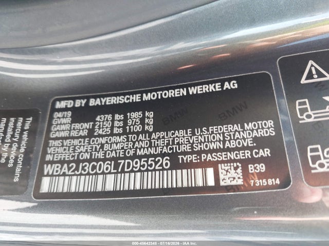 Aukcja sprzedaży 2020 Bmw 230i Xdrive, vin: WBA2J3C06L7D95526, numer aukcji: 45642348