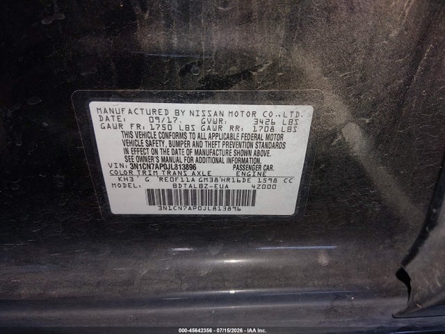 Nissan Versa 1.6 Sv 2018 3N1CN7AP0JL813896 Image 9