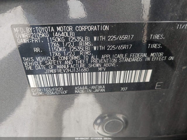 Toyota RAV4 LE 2017 JTMBFREV2HJ131680 Image 9