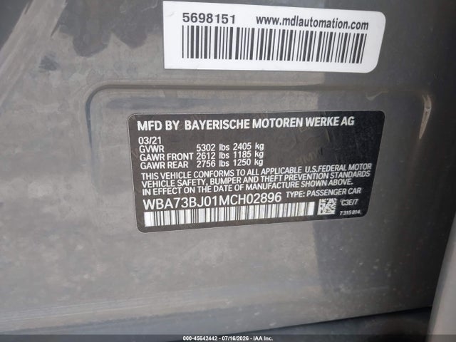 Aukcja sprzedaży 2021 Bmw 5 Series 540i Xdrive, vin: WBA73BJ01MCH02896, numer aukcji: 45642442