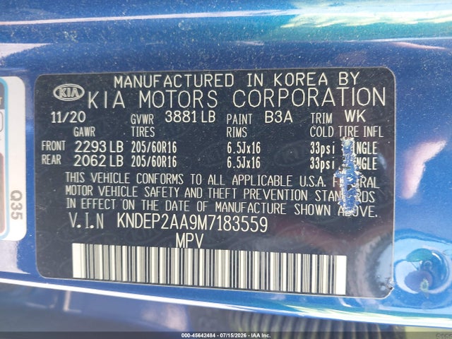 Продажа на аукционе авто 2021 Kia Seltos Lx, vin: KNDEP2AA9M7183559, номер лота: 45642484