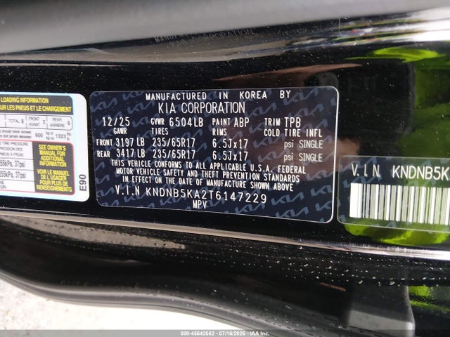 KNDNB5KA2T6147229 KIA Carnival Mpv Hybrid Lxs