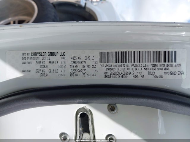 2012 Ram 2500 Laramie მანქანა იყიდება აუქციონზე, vin: 3C6UD5NL4CG316417, აუქციონის ნომერი: 45642571
