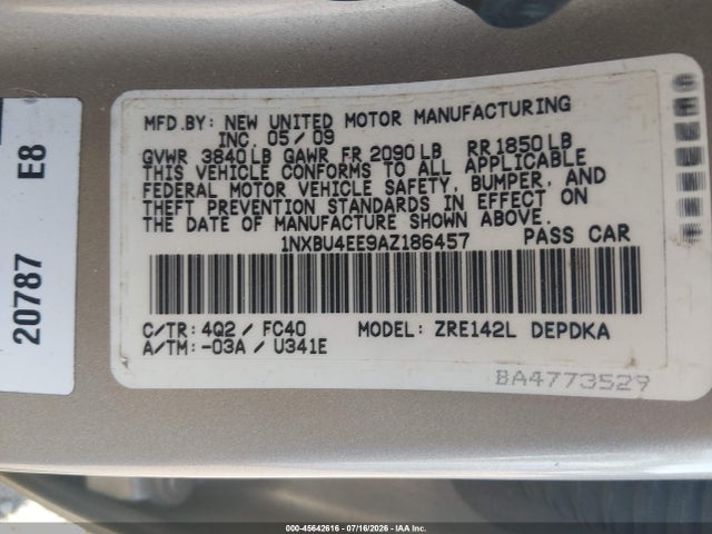 Aukcja sprzedaży 2010 Toyota Corolla Le, vin: 1NXBU4EE9AZ186457, numer aukcji: 45642616