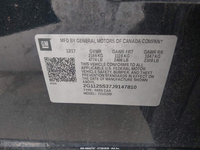 Chevrolet IMPALA 2LZ 2018 2G1125S37J9147810 Image 9