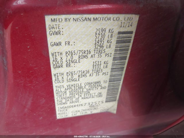 Nissan Frontier Desert Runner 2015 1N6AD0ER4FN732575 Image 9