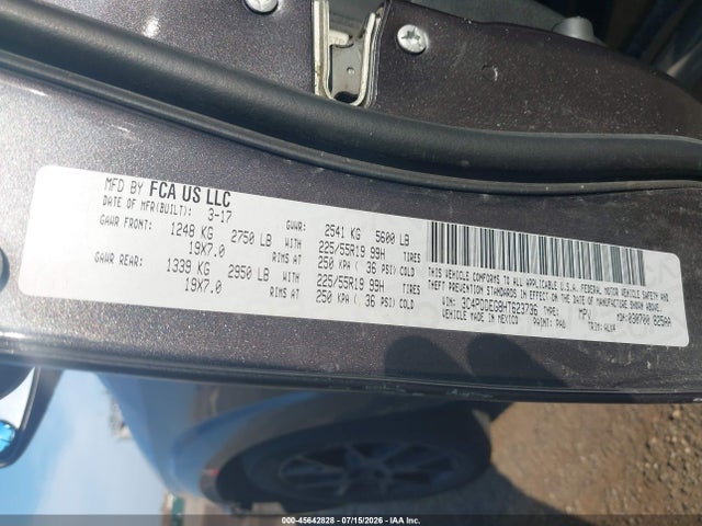 45642828 :رقم المزاد ، 3C4PDDEG8HT623736 vin ، 2017 Dodge Journey Gt Awd مزاد بيع