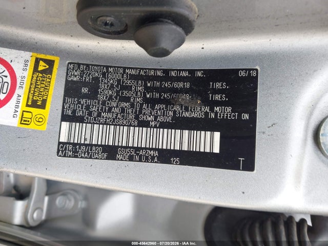 Toyota Highlander Xle 2018 5TDJZRFH2JS890768 Image 9