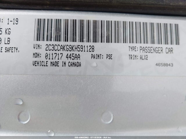 Aukcja sprzedaży 2019 Chrysler 300 Limited Awd, vin: 2C3CCAKG9KH591128, numer aukcji: 45642962