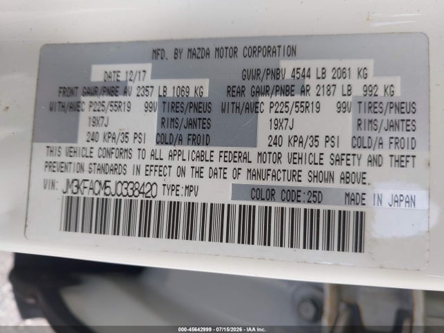 Mazda Cx-5 Touring 2018 JM3KFACM5J0338420 Image 9