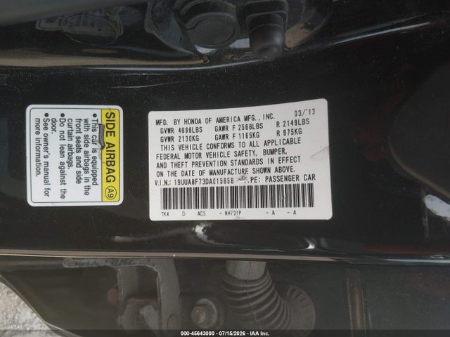 Aukcja sprzedaży 2013 Acura Tl 3.5, vin: 19UUA8F73DA015658, numer aukcji: 45643000