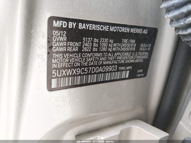2013 Bmw X3 Xdrive28i მანქანა იყიდება აუქციონზე, vin: 5UXWX9C57D0A09903, აუქციონის ნომერი: 45643087