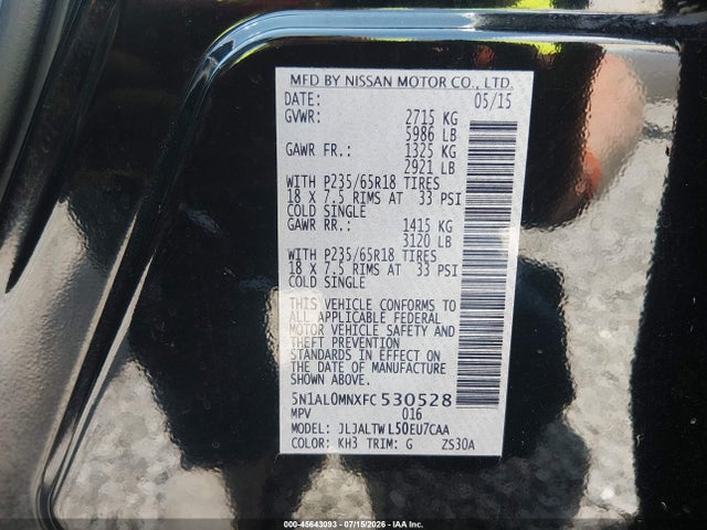 Infiniti QX60 2015 5N1AL0MNXFC530528 Image 9