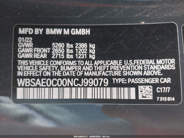 WBSAE0C00NCJ99079 BMW M8 Competition