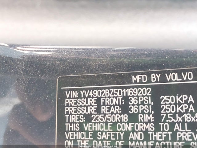 45643128 :رقم المزاد ، YV4902BZ5D1169202 vin ، 2013 Volvo Xc70 T6 مزاد بيع