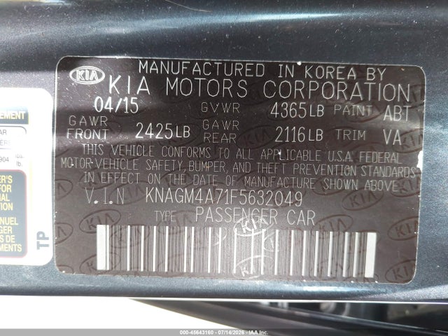 KIA Optima Lx 2015 KNAGM4A71F5632049 Image 9