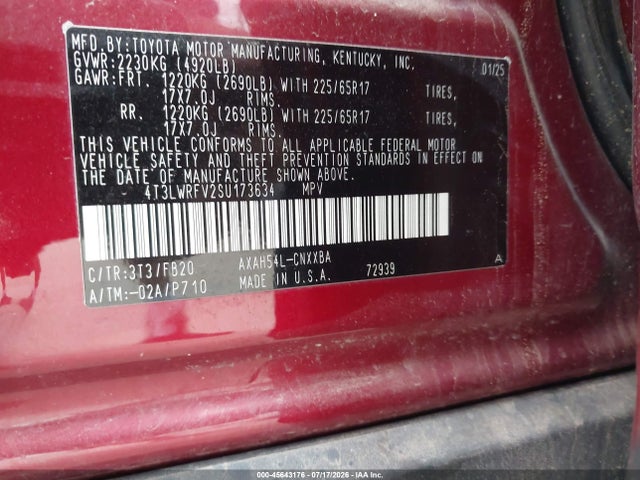 Aukcja sprzedaży 2025 Toyota Rav4 Hybrid Le, vin: 4T3LWRFV2SU173634, numer aukcji: 45643176