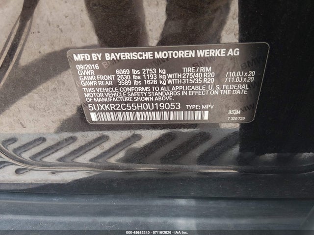 5UXKR2C55H0U19053 BMW X5 Sdrive35i