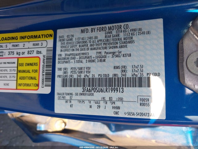 3FA6P0SU6LR199913 Ford Fusion Plug-in Hybrid Titanium