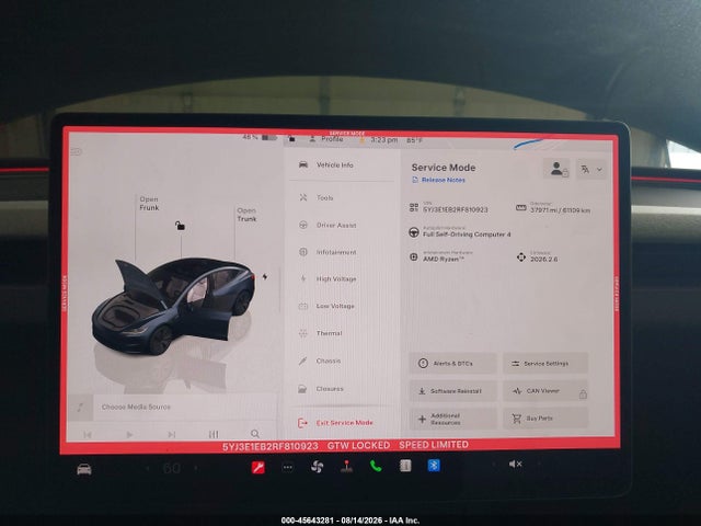 45643281 :رقم المزاد ، 5YJ3E1EB2RF810923 vin ، 2024 Tesla Model 3 Long Range Dual Motor All-wheel Drive مزاد بيع