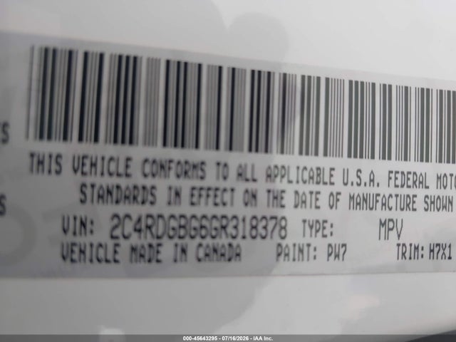Dodge Grand Caravan Se 2016 2C4RDGBG6GR318378 Image 9
