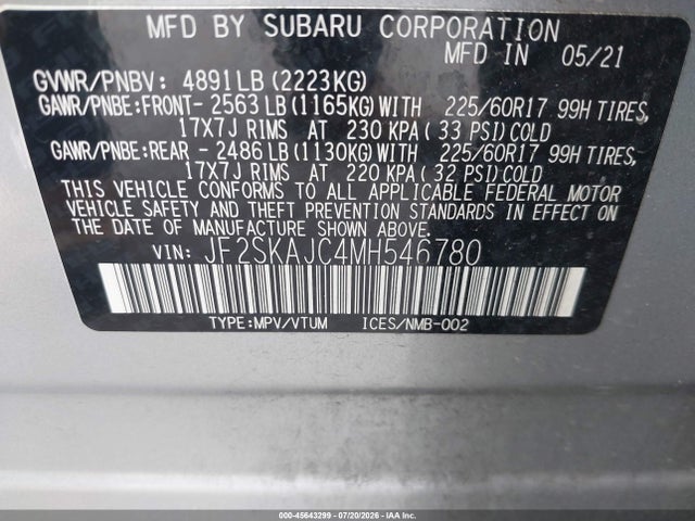 Subaru Forester Premium 2021 JF2SKAJC4MH546780 Image 9