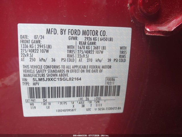 Lincoln Aviator Black Label 2025 5LM5J9XC1SGL02164 Image 9