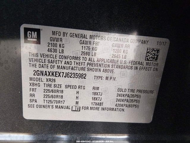 Chevrolet EQUINOX LT 2018 2GNAXKEX7J6235982 Image 9
