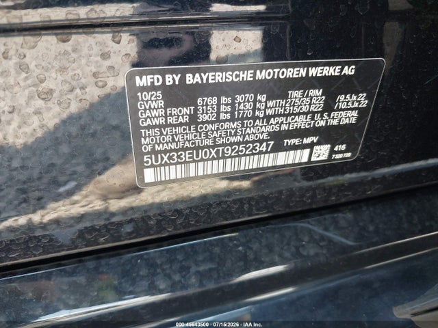 5UX33EU0XT9252347 BMW X5 M60i