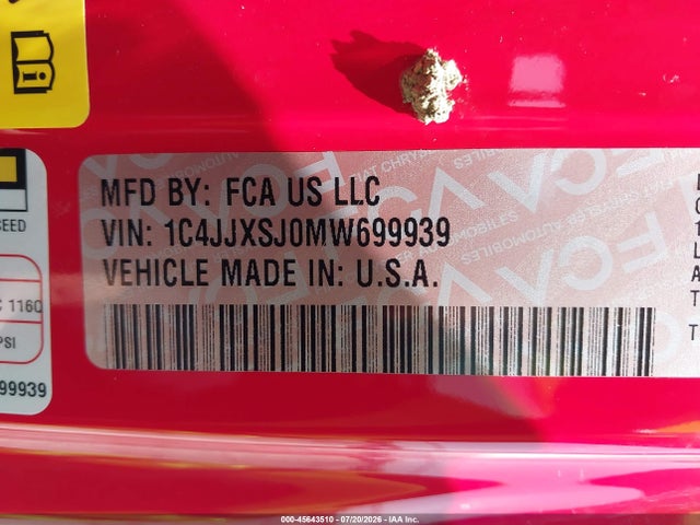 45643510 :رقم المزاد ، 1C4JJXSJ0MW699939 vin ، 2021 Jeep Wrangler Unlimited Rubicon 392 4x4 مزاد بيع