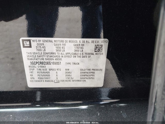 3GCPCREC5EG169057 Chevrolet Silverado 1500 Lt