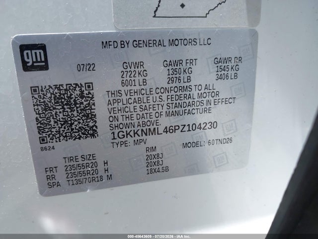 Aukcja sprzedaży 2023 Gmc Acadia Fwd Slt, vin: 1GKKNML46PZ104230, numer aukcji: 45643609