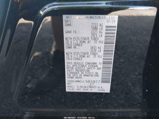 Продаж на аукціоні авто 2020 Infiniti Qx60 Luxe Awd, vin: 5N1DL0MM2LC505977, номер лоту: 45643621