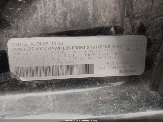 Aukcja sprzedaży 2011 Audi A4 2.0t Premium, vin: WAUFFAFL9BN030925, numer aukcji: 45643639