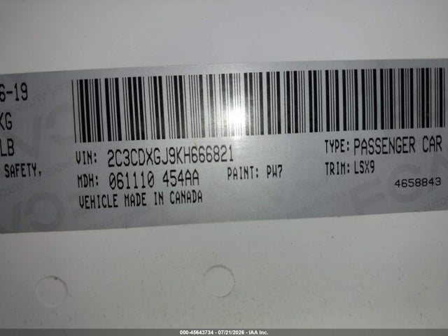 Продажа на аукционе авто 2019 Dodge Charger Scat Pack Rwd, vin: 2C3CDXGJ9KH666821, номер лота: 45643734