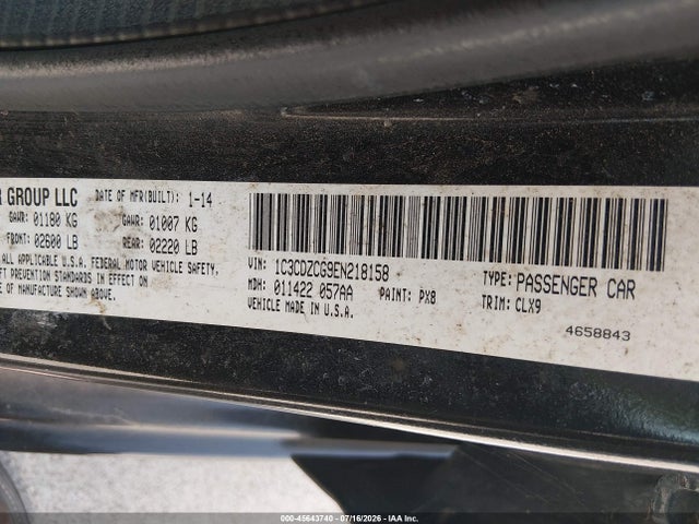 1C3CDZCG9EN218158 Dodge Avenger Sxt