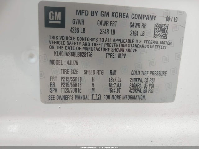 Buick Encore Fwd Preferred 2020 KL4CJASB8LB028176 Image 9