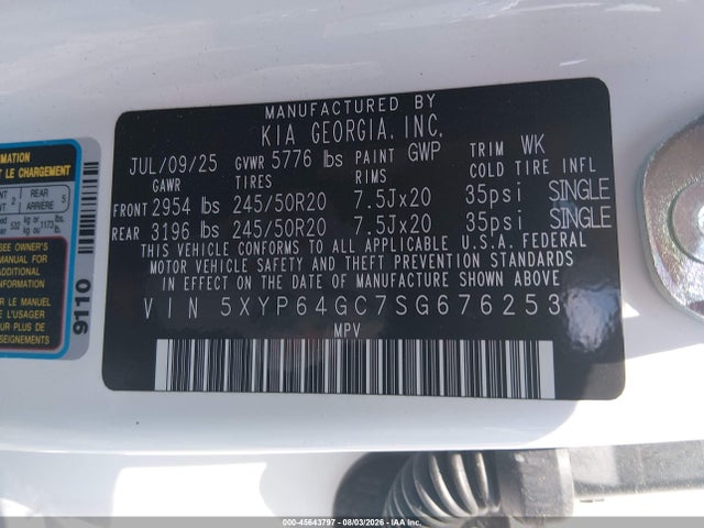 Продаж на аукціоні авто 2025 Kia Telluride S, vin: 5XYP64GC7SG676253, номер лоту: 45643797