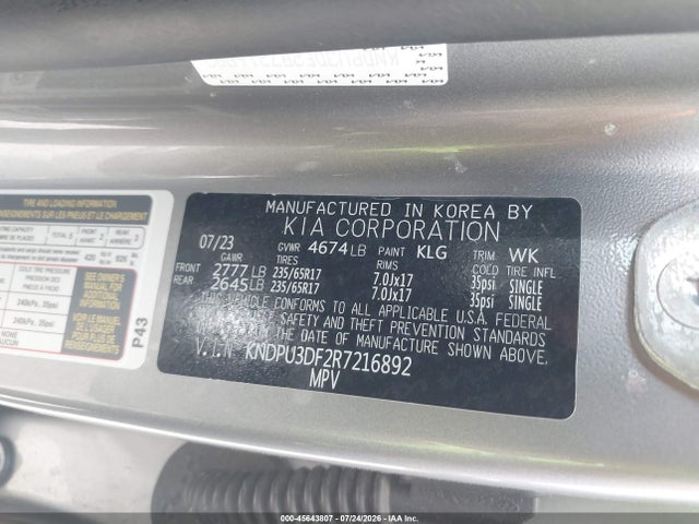 Продаж на аукціоні авто 2024 Kia Sportage Lx, vin: KNDPU3DF2R7216892, номер лоту: 45643807