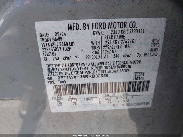Ford Maverick Xlt 2024 3FTTW8H33RRB02558 Image 9