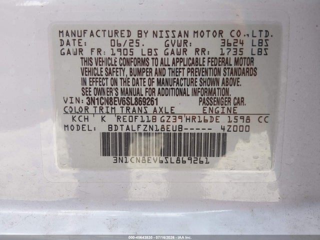 Nissan Versa 1.6 Sv 2025 3N1CN8EV6SL869261 Image 9