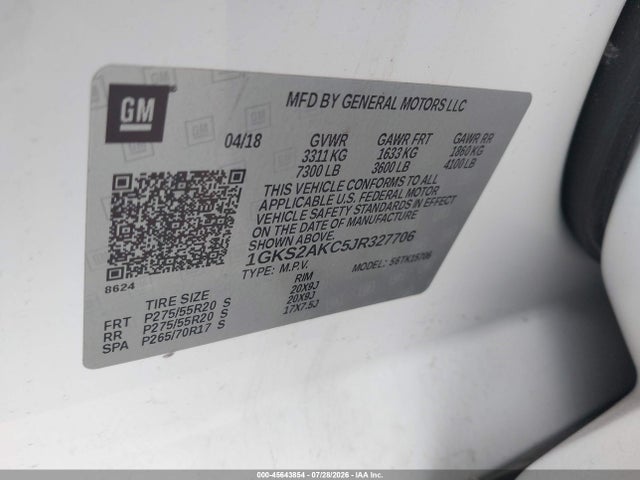 Aukcja sprzedaży 2018 Gmc Yukon Sle, vin: 1GKS2AKC5JR327706, numer aukcji: 45643854
