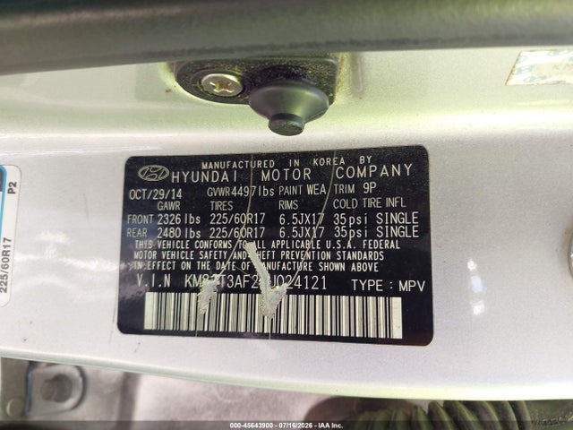45643900 :رقم المزاد ، KM8JT3AF2FU024121 vin ، 2015 Hyundai Tucson Gls مزاد بيع