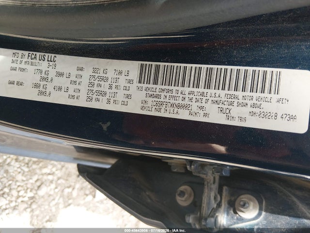 Продажа на аукционе авто 2019 Ram 1500 Big Horn/lone Star  4x4 6'4 Box, vin: 1C6SRFBTXKN800021, номер лота: 45643906