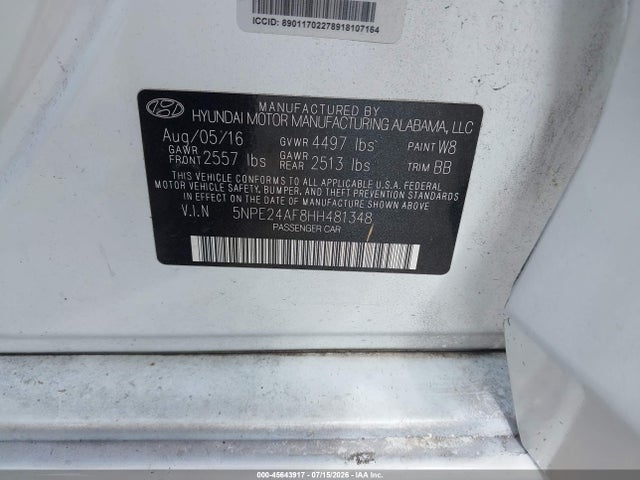 Hyundai SONATA SE 2017 5NPE24AF8HH481348 Image 9