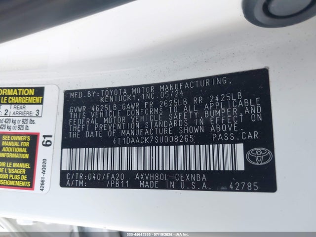 Toyota CAMRY LE 2025 4T1DAACK7SU008265 Image 9