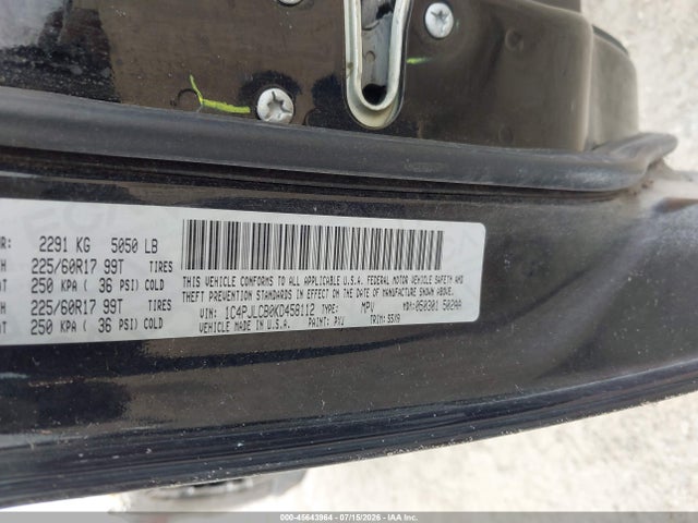 Aukcja sprzedaży 2019 Jeep Cherokee Latitude Fwd, vin: 1C4PJLCB0KD458112, numer aukcji: 45643964