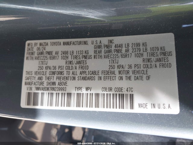 45643996 :رقم المزاد ، 7MMVABDM7RN239993 vin ، 2024 Mazda Cx-50 2.5 S Premium مزاد بيع