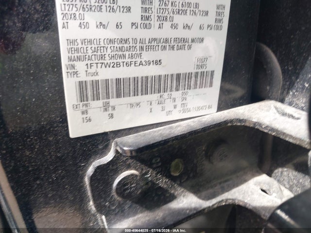 Продаж на аукціоні авто 2015 Ford F-250 Lariat, vin: 1FT7W2BT6FEA39185, номер лоту: 45644025